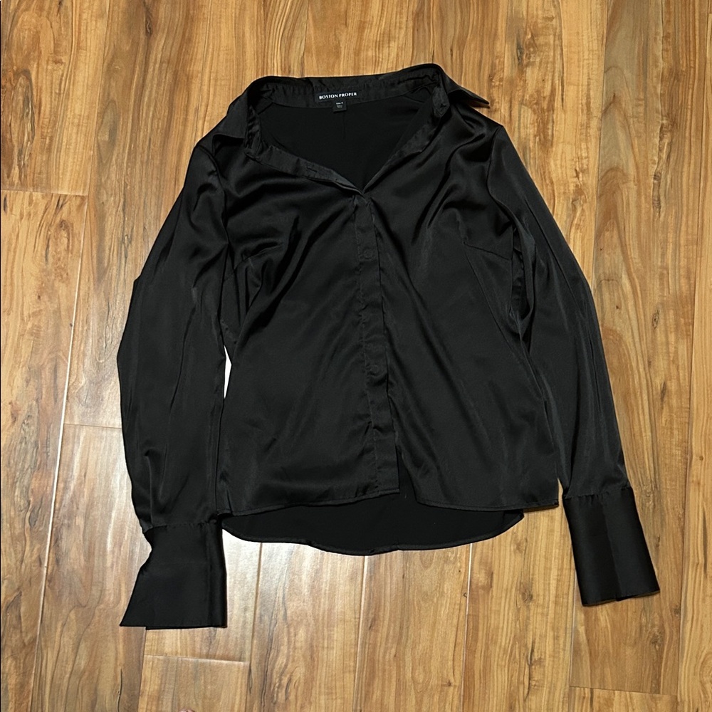 Boston Proper Black Button Down Shirt